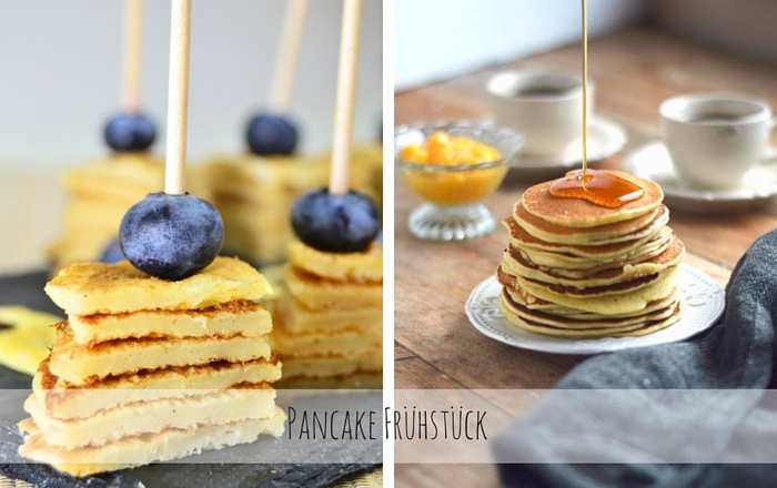 Pancakes mit Blaubeeren oder Apfelkompott