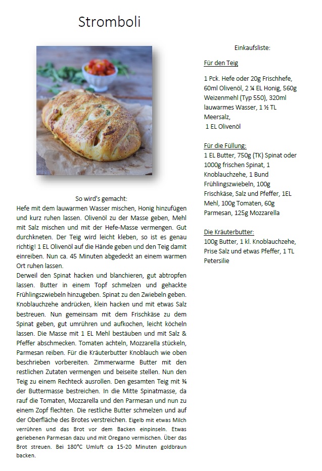Stromboli Spinat Brot Rezept