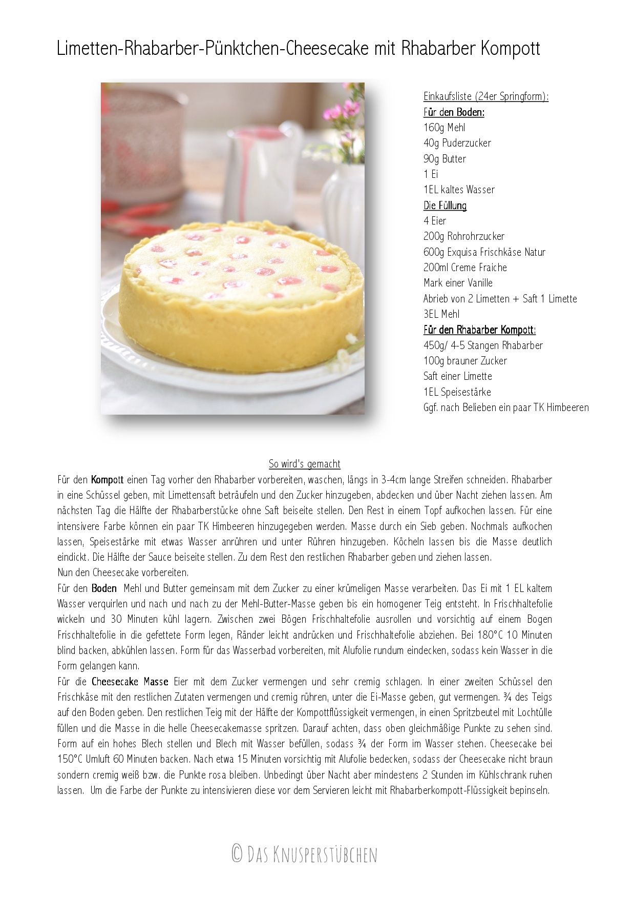 Limetten Cheesecake mit Rhabarber Kompott 1