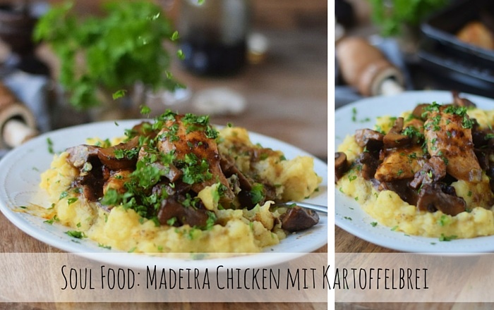 Madeira Chicken mit Kartoffelbrei