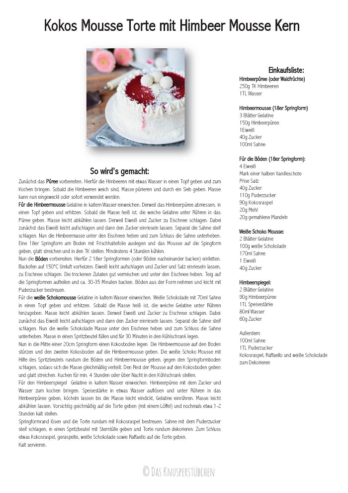 Kokos Mousse Torte mit Himbeer Mousse Kern Rezept Recipe-001