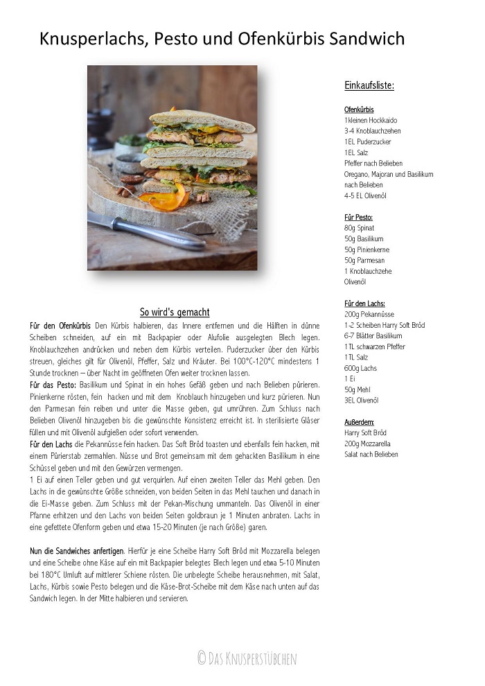 Knusperlachs, Pesto und Ofenkuerbis Sandwich Rezept Recipe-001