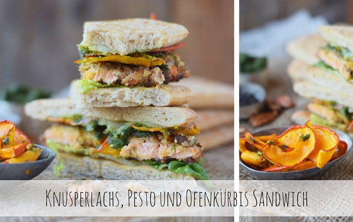 Knusperlachs, Pesto und Ofenkürbis – Ein Sandwich für Genießer (Werbung)