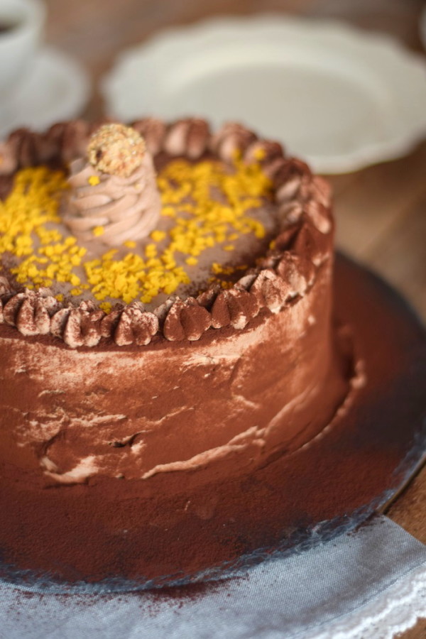 Nougat Marzipan Mousse Torte - Nougat Marzipan Mousse Chocolate Cake