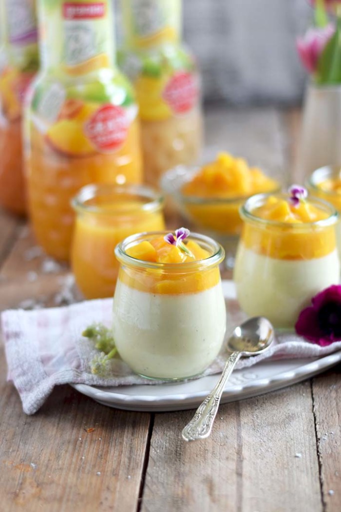 Joghurt Panna Cotta mit Lieblingssaft und Mango Salat - Yogurt Panna ...