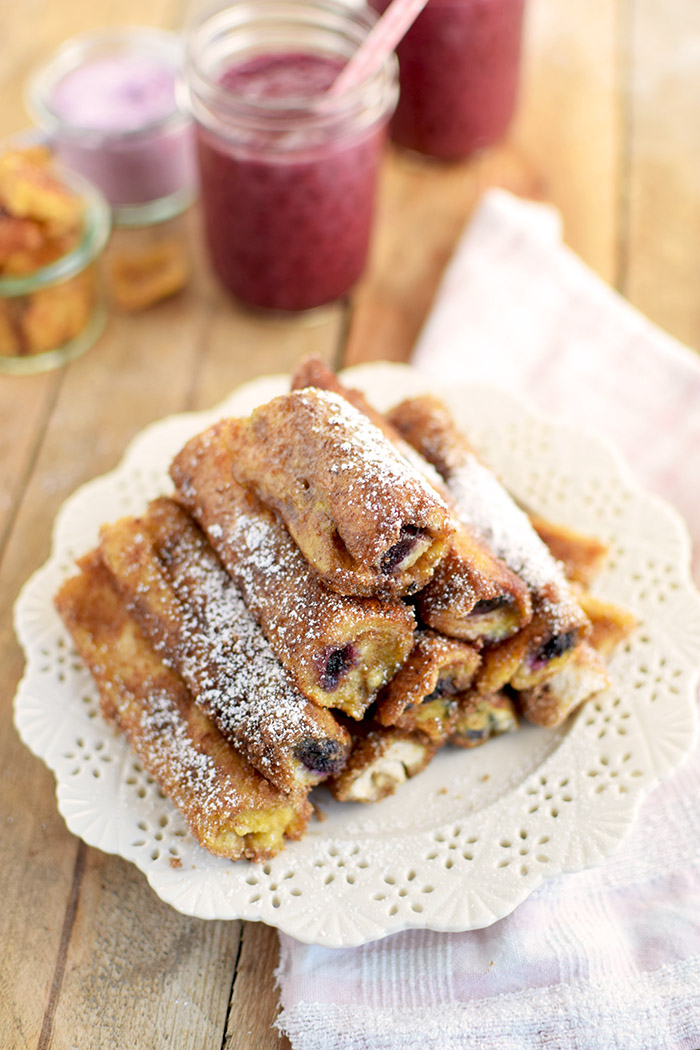 French Toast Zimt Blaubeer Roll Ups - French Toast Cinnamon Blueberry Rolls Ups (9)