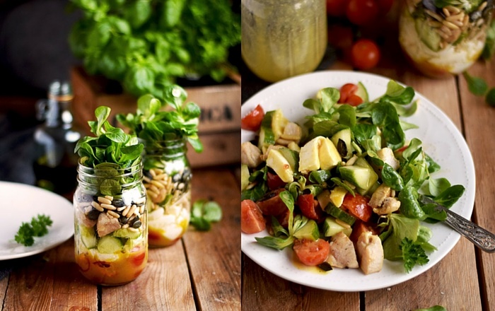 Honig-Senf-Schichtsalat – Salat to Go im Glas
