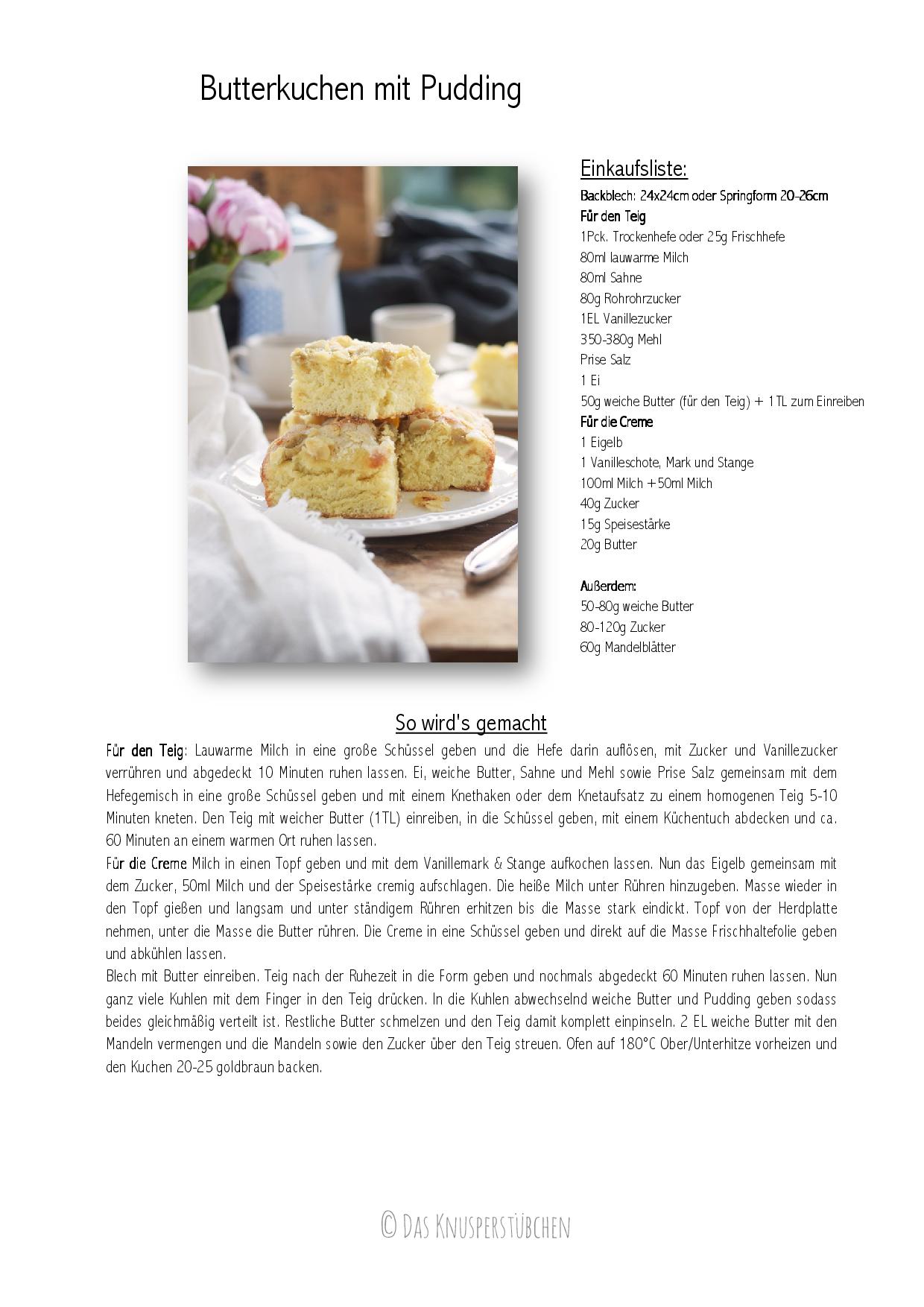 Butterkuchen mit Pudding - Butter Custard Cake Rezept 1-001