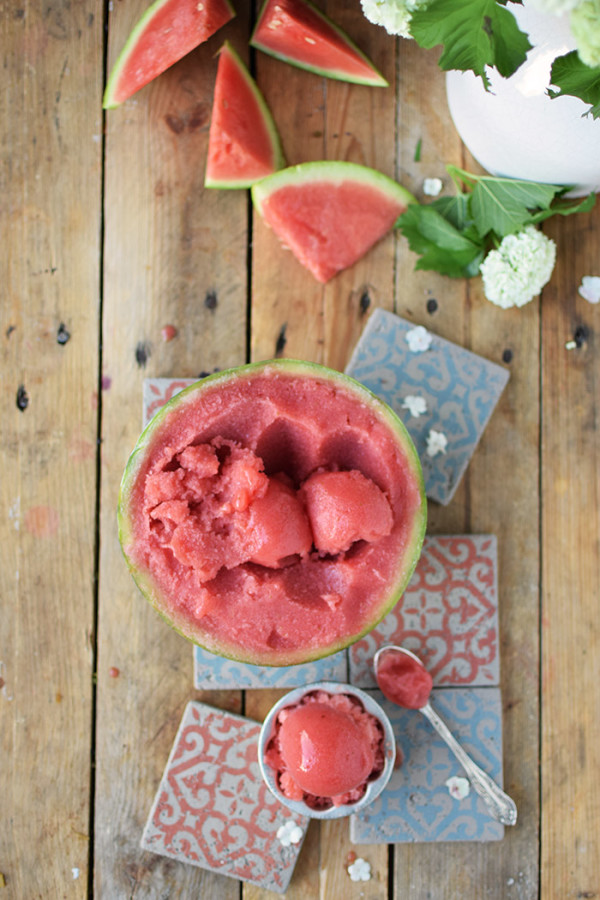 Wassermelonen Erdbeer Sorbet - Watermelon Strawberry Sorbet