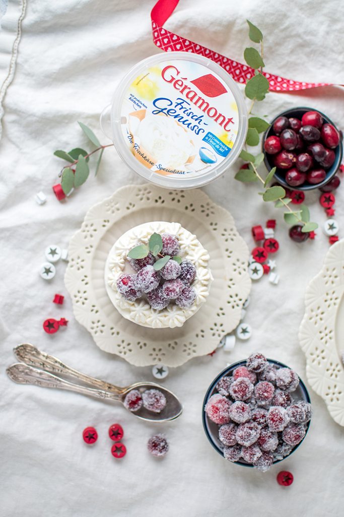 Frischkäse-Parfait-Törtchen mit gezuckerten Cranberries ⋆ Knusperstübchen