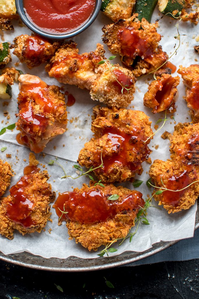 Zucchini & Chicken Nuggets mit BBQ Sauce Snacken galore! ⋆ Knusperstübchen