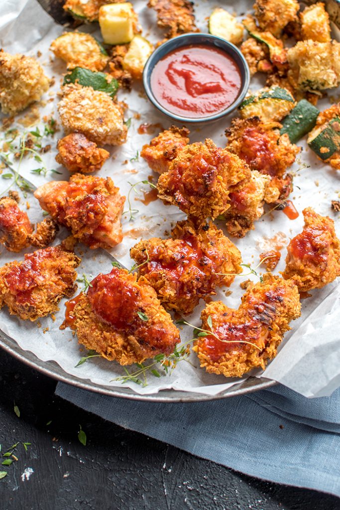Zucchini & Chicken Nuggets mit BBQ Sauce Snacken galore! ⋆ Knusperstübchen