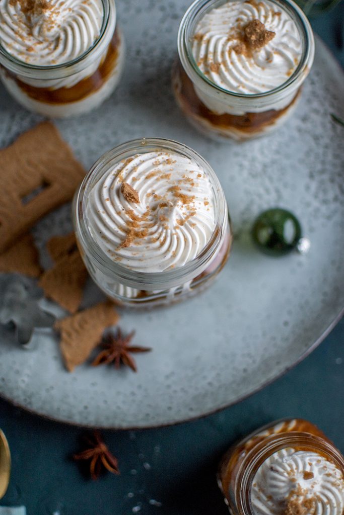 Toffee Apfel Quark Spekulatius Dessert im Glas Weihnachten