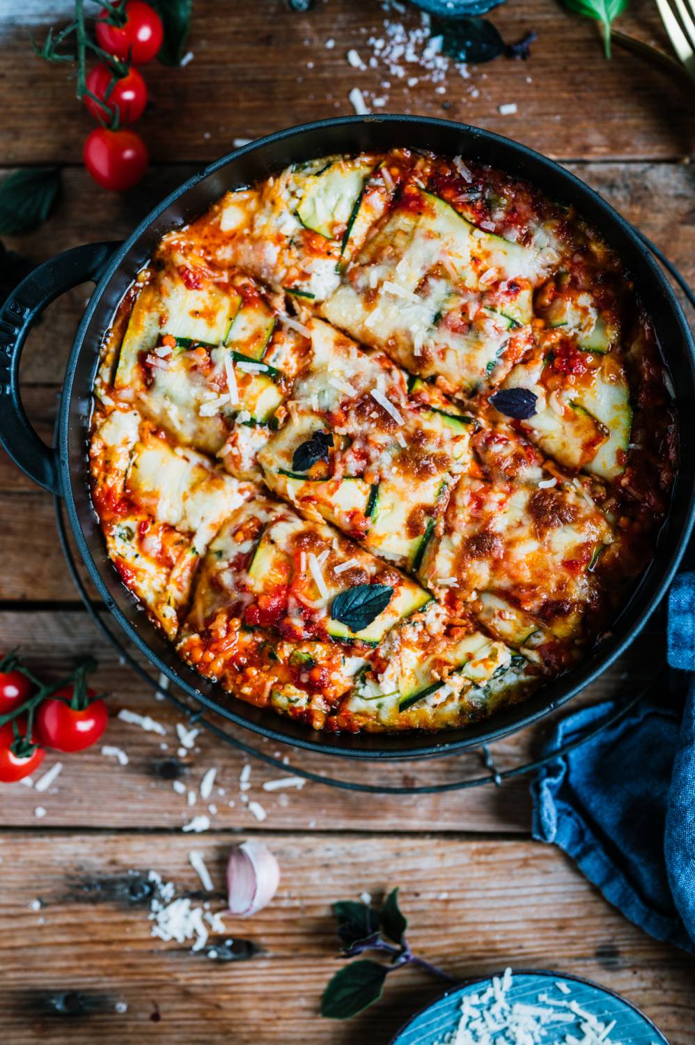 Zucchini-Lasagne mit Linsen: Low carb und schön würzig ⋆ Knusperstübchen