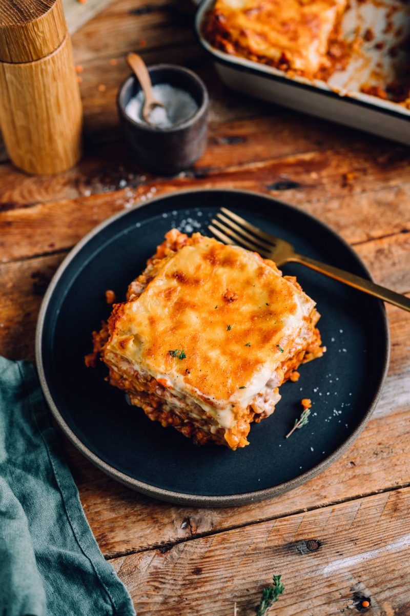 Lasagne: vegetarisch mit Linsen, Bechamel und Kürbis ⋆ Knusperstübchen