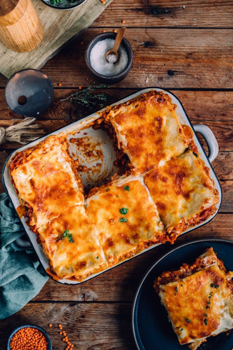 Lasagne: vegetarisch mit Linsen, Bechamel und Kürbis ⋆ Knusperstübchen