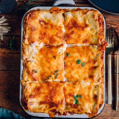 Lasagne: vegetarisch mit Linsen, Bechamel und Kürbis
