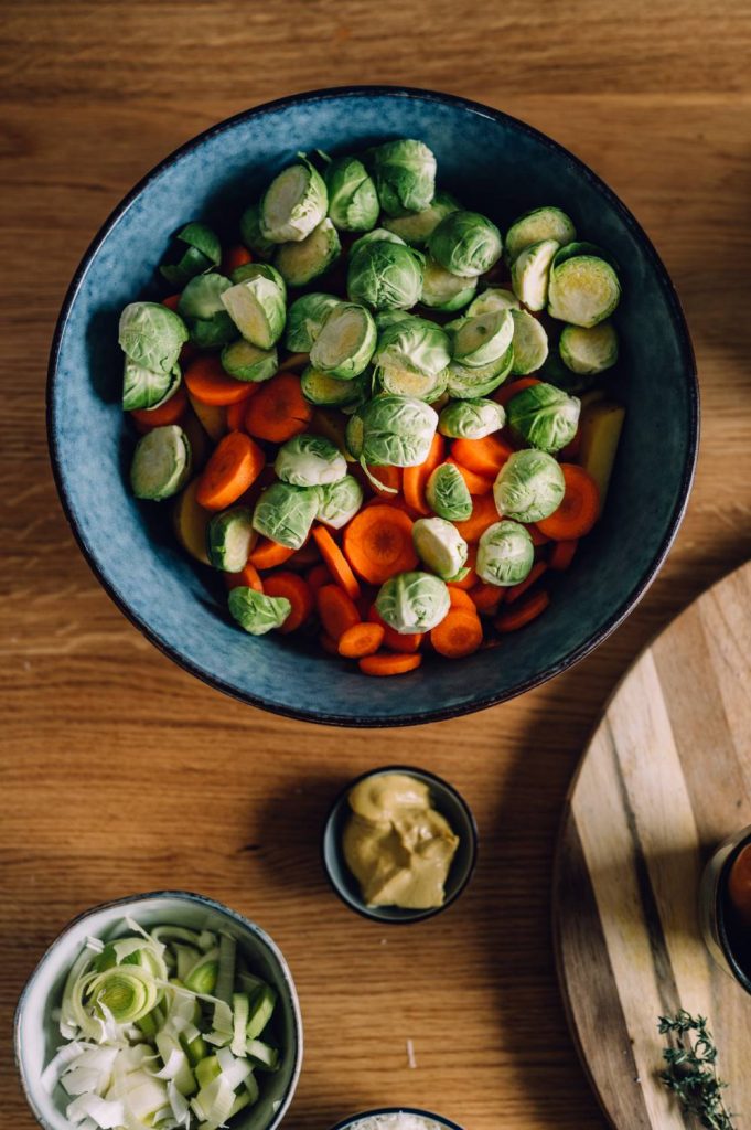 Ein-Blech-Kartoffeln mit Rosenkohl und Honig-Senf-Marinade ⋆ ...