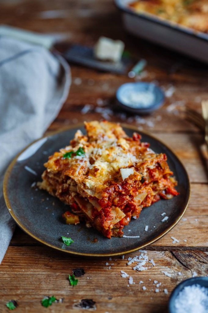 Gemüse-Lasagne mit Zucchini, Paprika und Feta ⋆ Knusperstübchen