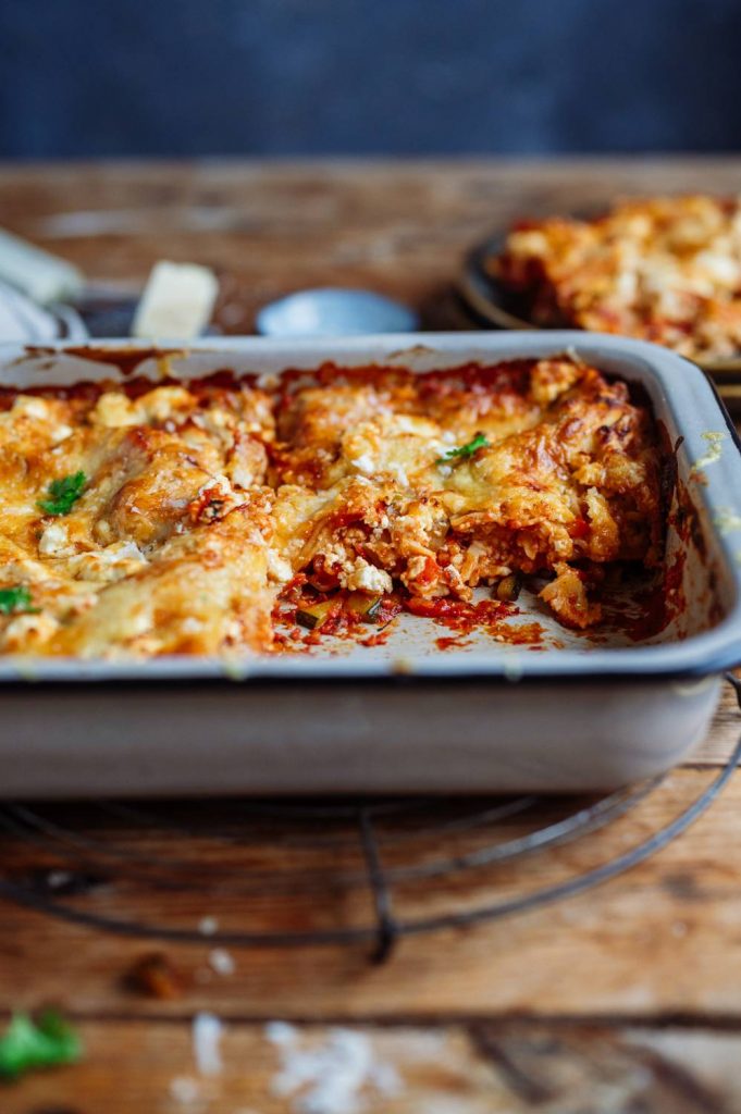 Gemüse-Lasagne mit Zucchini, Paprika und Feta ⋆ Knusperstübchen