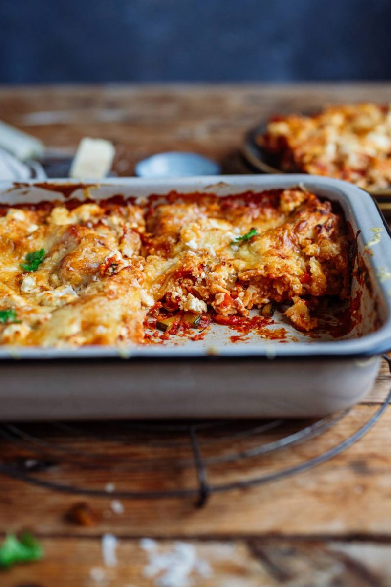 Gemüse-Lasagne mit Zucchini, Paprika und Feta ⋆ Knusperstübchen