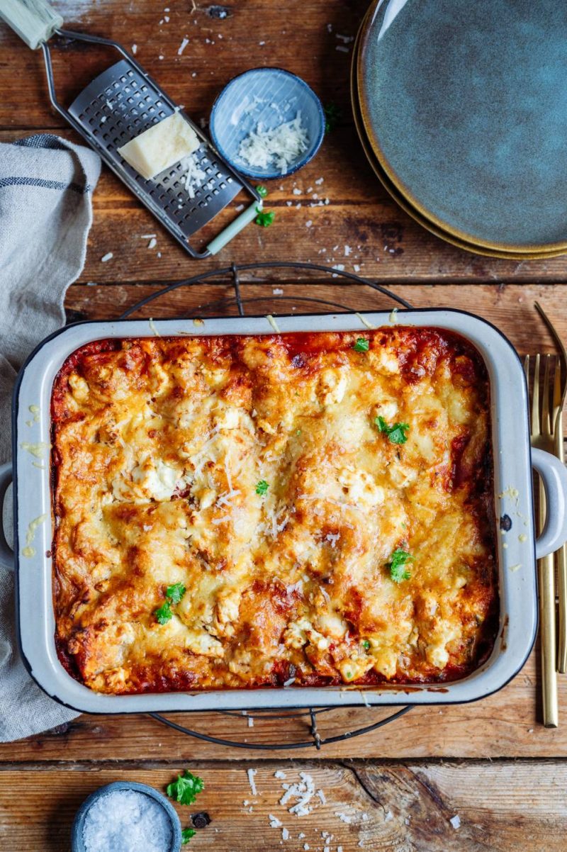 Gemüse-Lasagne mit Zucchini, Paprika und Feta ⋆ Knusperstübchen
