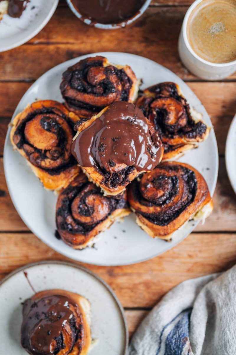 Schoko-Schnecken mit Vollmilchschokolade-Ganache ⋆ Knusperstübchen